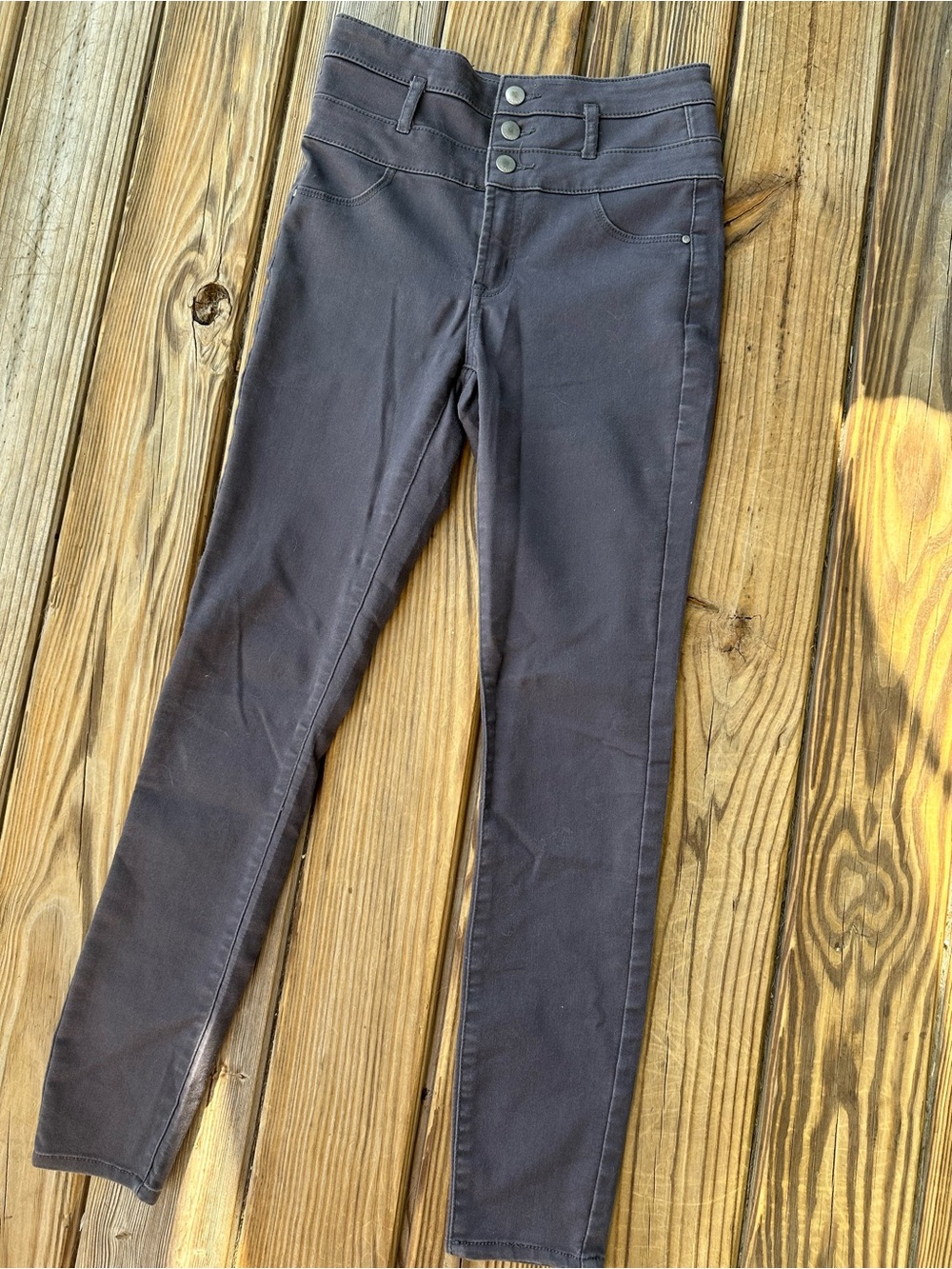 refuge Triple-Button High-Rise Skinny Pants - Charcoal
